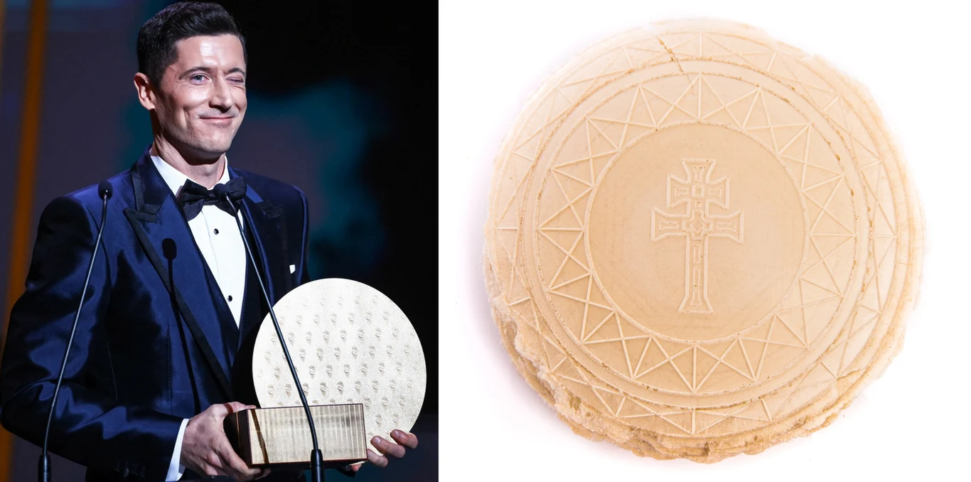 Robert Lewandowski z nagrodą / Opłatek /Boże Narodzenie zdjęcie utworzone przez luis_molinero - pl.freepik.com