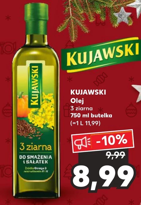 Kujawski 3 ziarna Olej rzepakowy z olejami z lnu i pestek dyni 500 ml