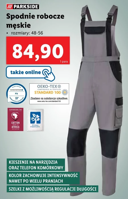 Spodnie robocze męskie Parkside