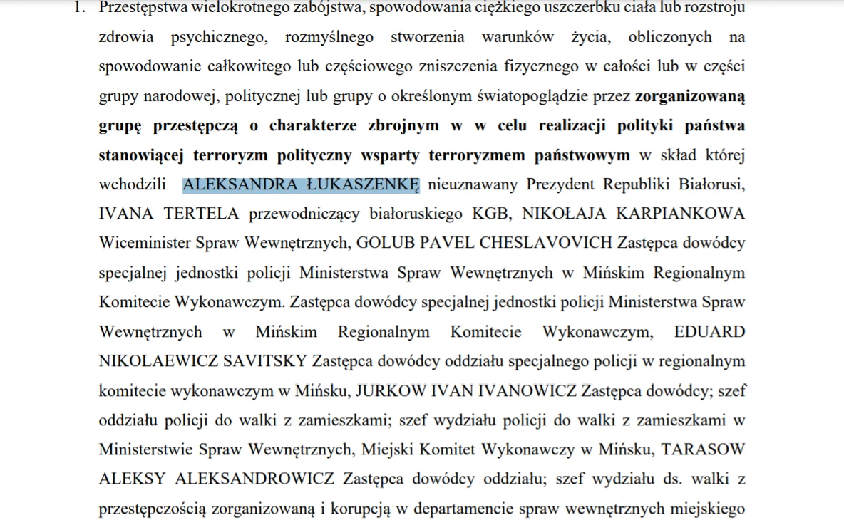 Fragment zawiadomienia do prokuratury