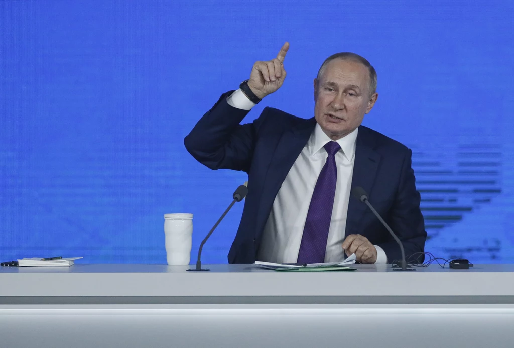 Władimir Putin podczas dorocznej konferencji prasowej Władimir Putin podczas dorocznej konferencji prasowej