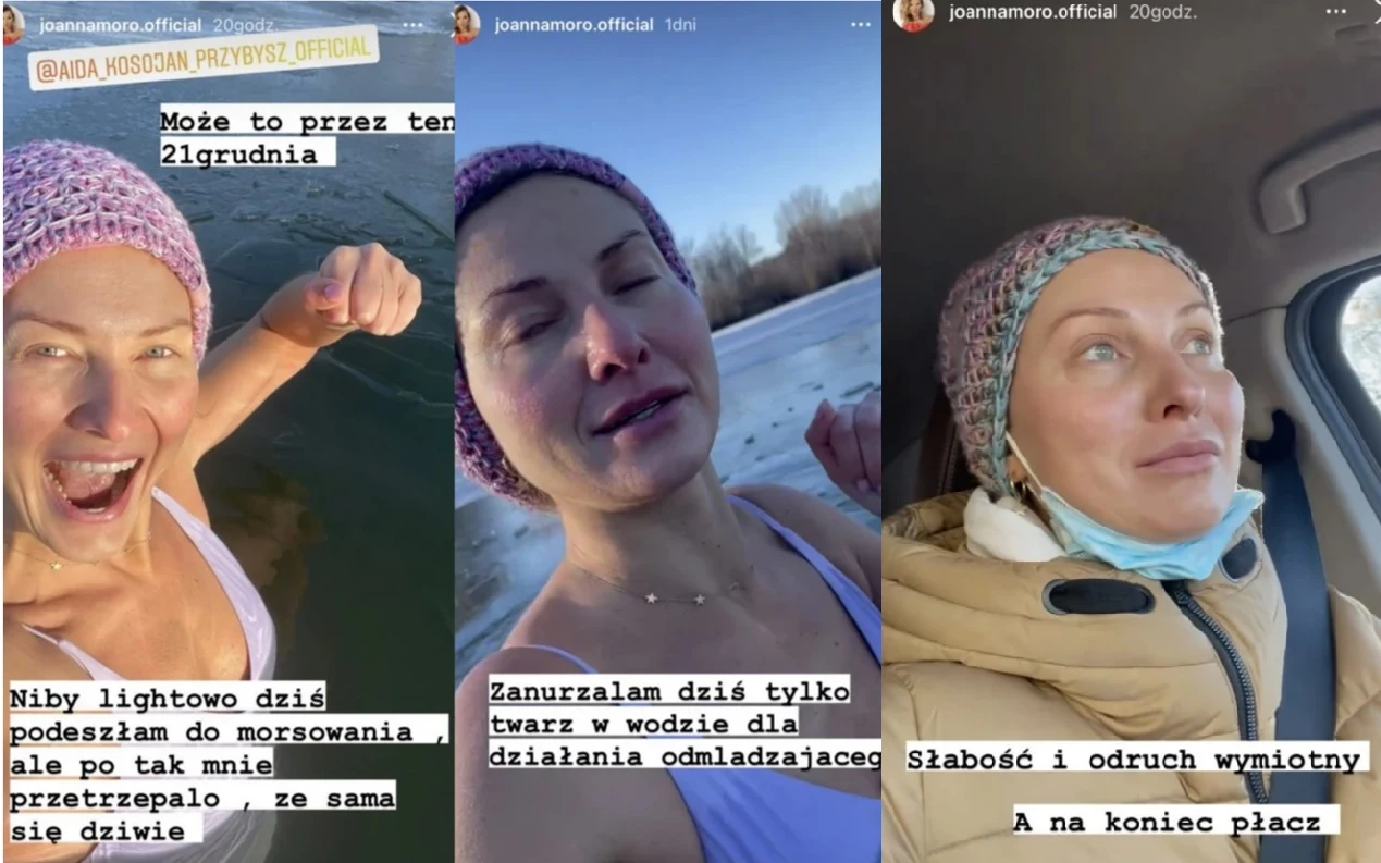 Joanna Moro najadła się starchu podczas morsowania /instagram.com/joannamoro.official/ Joanna Moro najadła się starchu podczas morsowania /instagram.com/joannamoro.official/