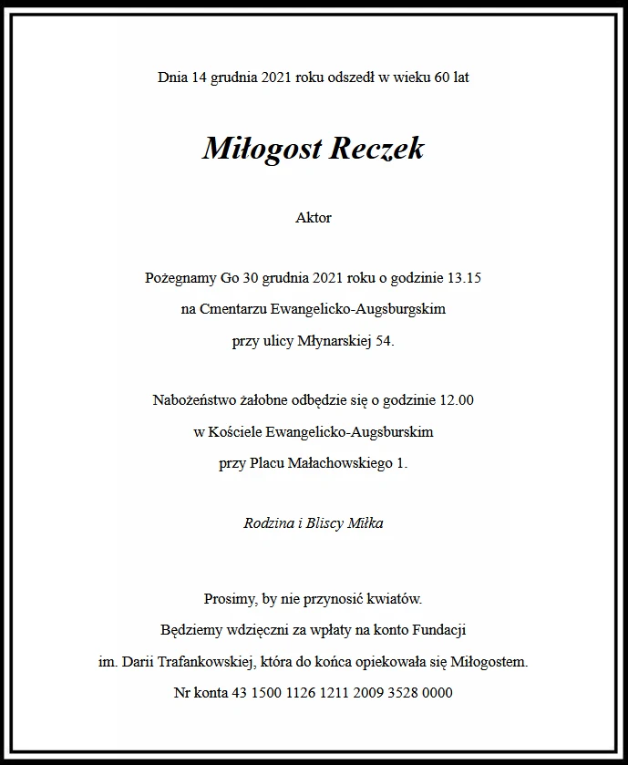 Nekrolog Miłogosta Reczka
