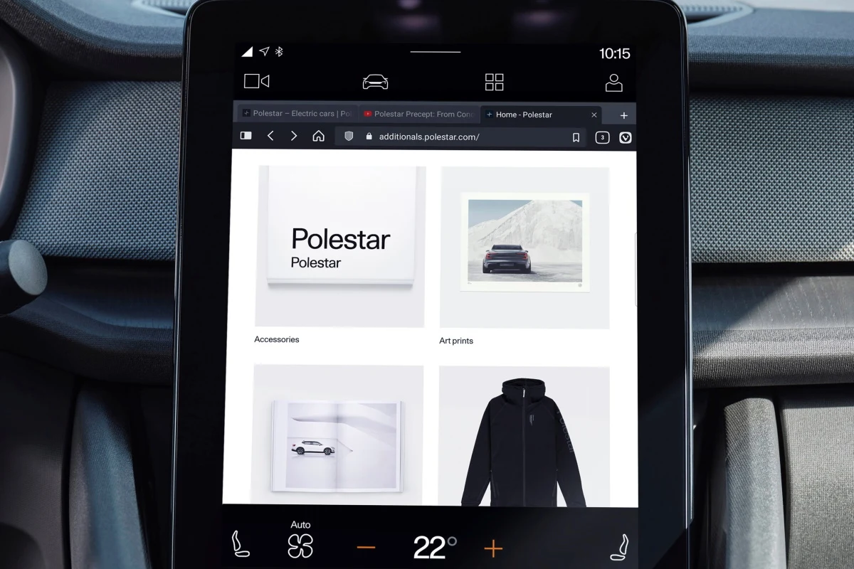 Przeglądarka Vivaldi w Polestarze 2