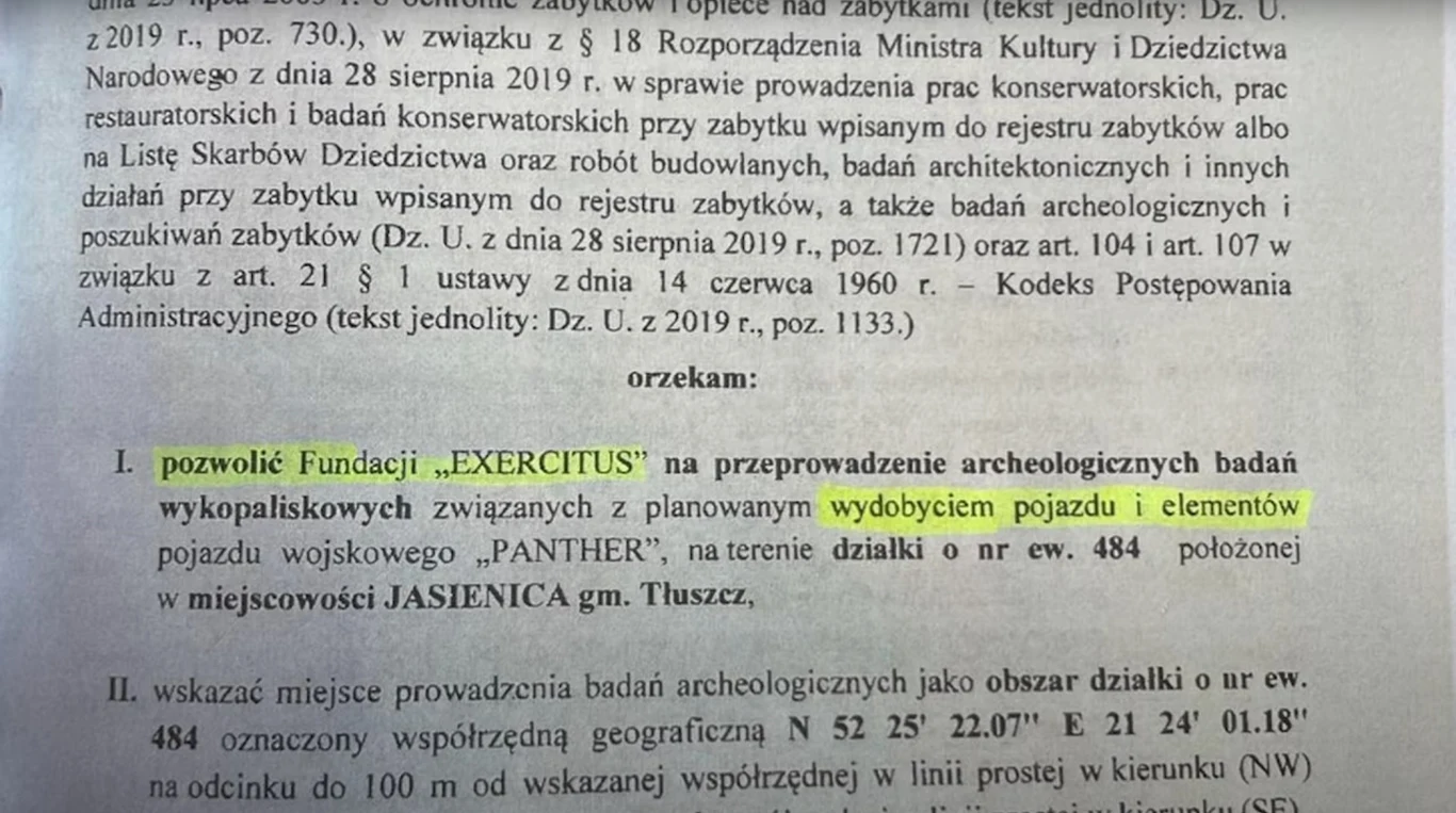 Skan pisma z decyzją ws. prowadzenia prac wykopaliskowych Skan pisma z decyzją ws. prowadzenia prac wykopaliskowych