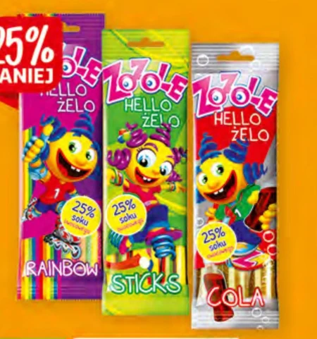 Zozole Hello Żelo Rainbow Tęczowe żelki o smaku owocowym super kwaśne 75 g