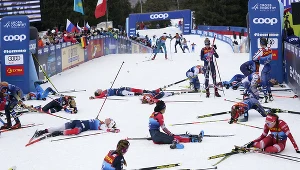 Linia mety w Val di Fiemme podczas ostatnich zawodów z Tour de Ski
