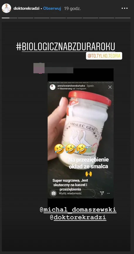 Screen relacji Anny Lewandowskiej Instagram/@doktorekradzi Screen relacji Anny Lewandowskiej Instagram/@doktorekradzi