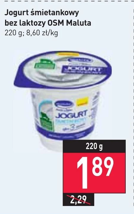 Maluta Jogurt śmietankowy naturalny bez laktozy 220 g