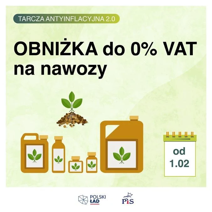 Tarcza Antyinflacyjna 2.0. VAT na nawozy zostanie obniżony do zera