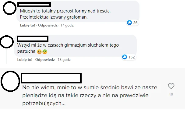 Komentarze pod nagraniem na Facebooku i TikToku @BekaZRapsow @ralphkaminski