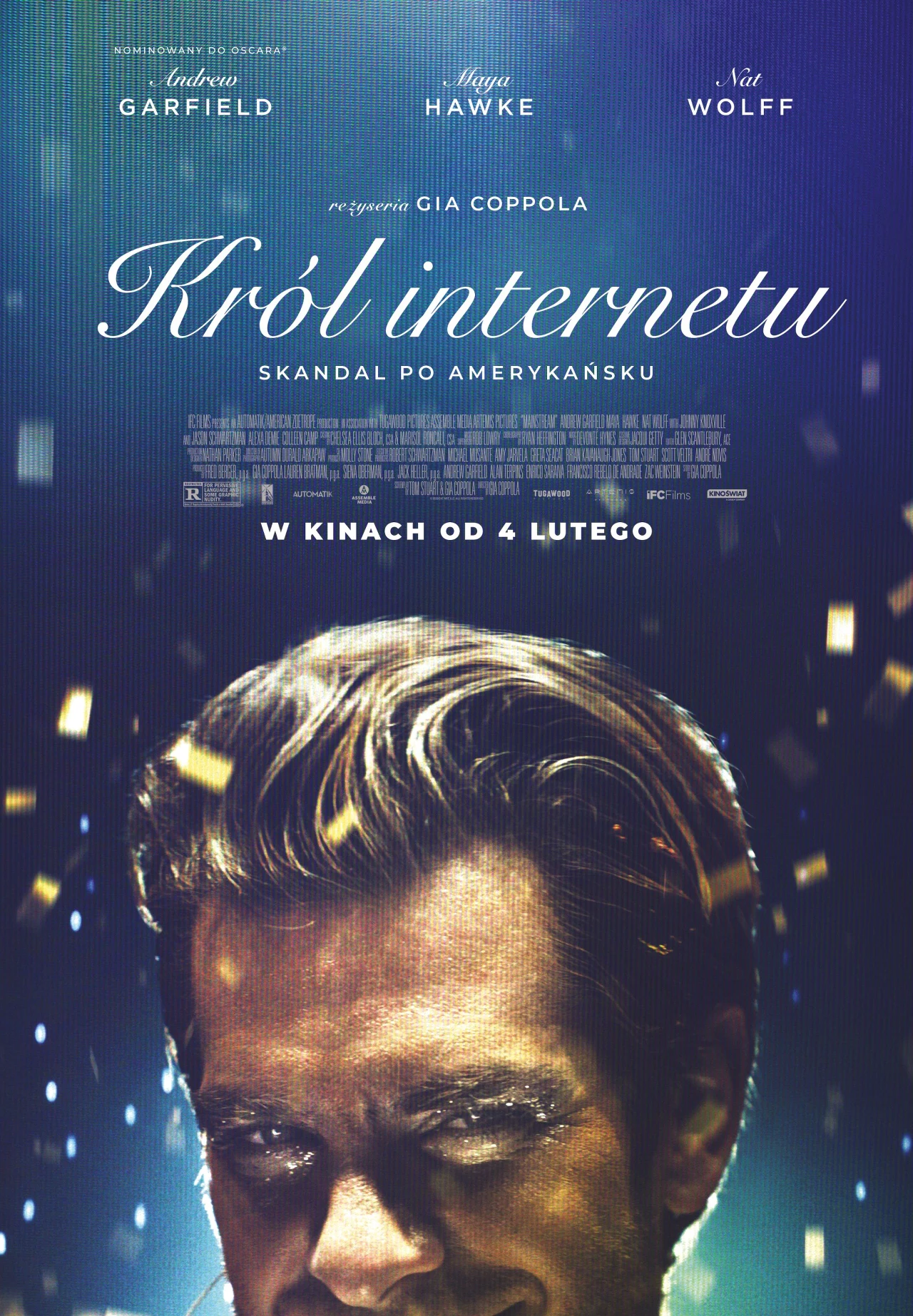 Andrew Garfield na plakacie filmu "Król Internetu"
