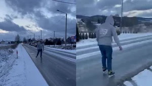 Na łyżwach można jeździć! Tak wygląda zimowe utrzymanie dróg na Podhalu