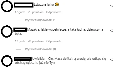 Komentarze pod postem na IG @aniawendzikowska Komentarze pod postem na IG @aniawendzikowska