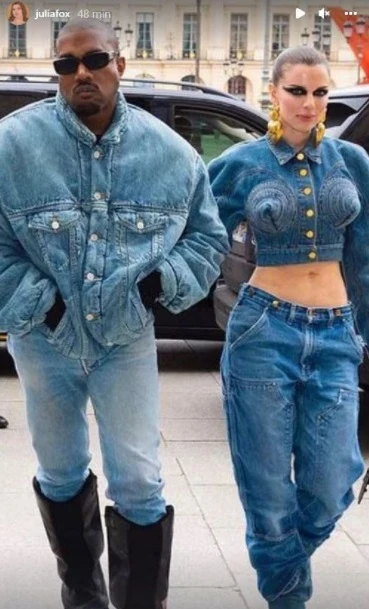 Julia Fox i Kanye West w drodze na pokaz Kenzo w Paryżu / Instagram @juliafox