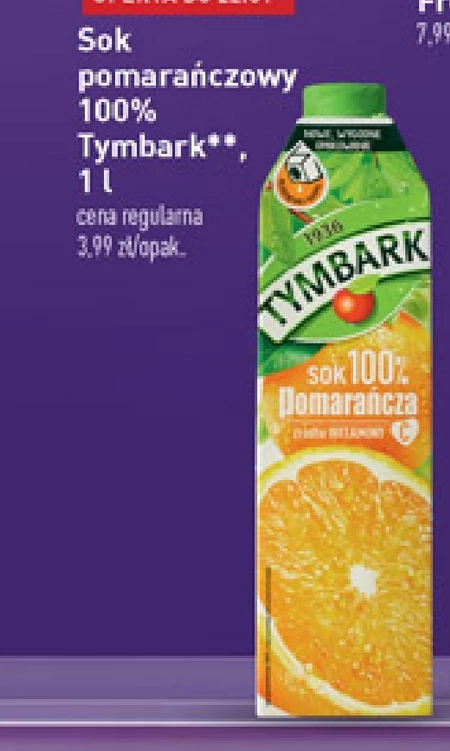 Tymbark Sok 100 % pomarańcza 1 l