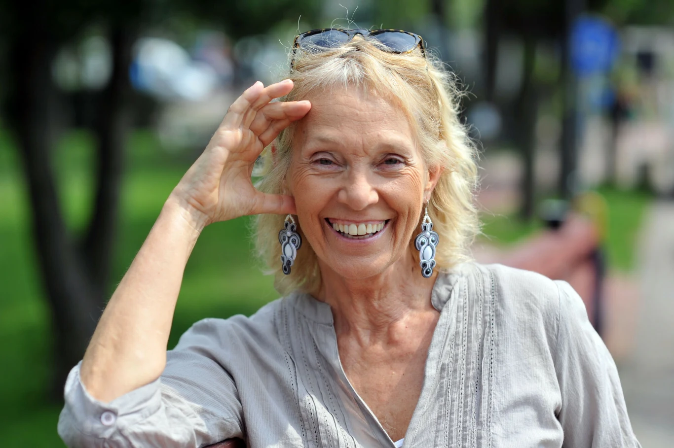Małgorzata Braunek na planie serialu "Życie nad rozlewiskiem 2"