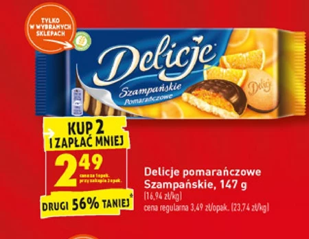Delicje Szampańskie Biszkopty z galaretką pomarańczową oblewane czekoladą 147 g