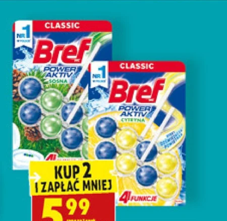 Bref WC Power Aktiv Zawieszka myjąco-zapachowa do muszli WC cytryna 2 x 50 g