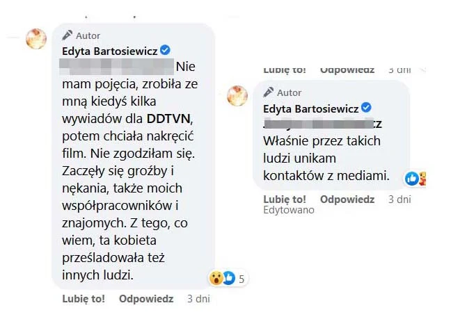 Wpis z profilu E. Bartosiewicz Wpis z profilu E. Bartosiewicz