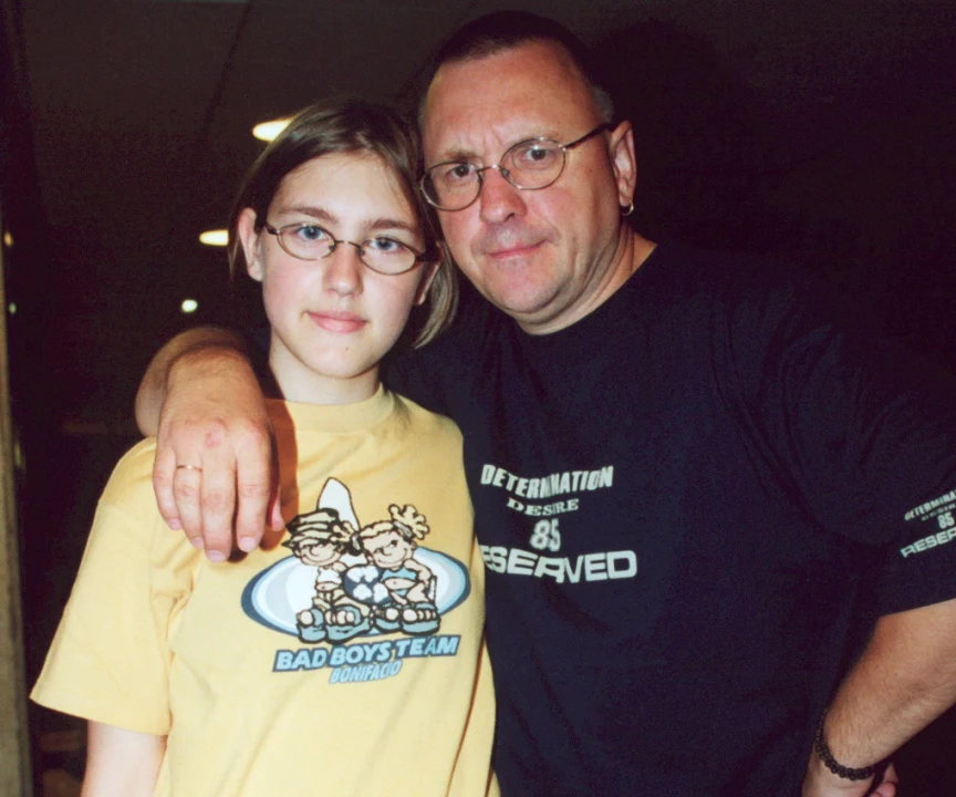 Jerzy Owsiak z córką Ewą, zdjęcie archiwalne Jerzy Owsiak z córką Ewą, zdjęcie archiwalne