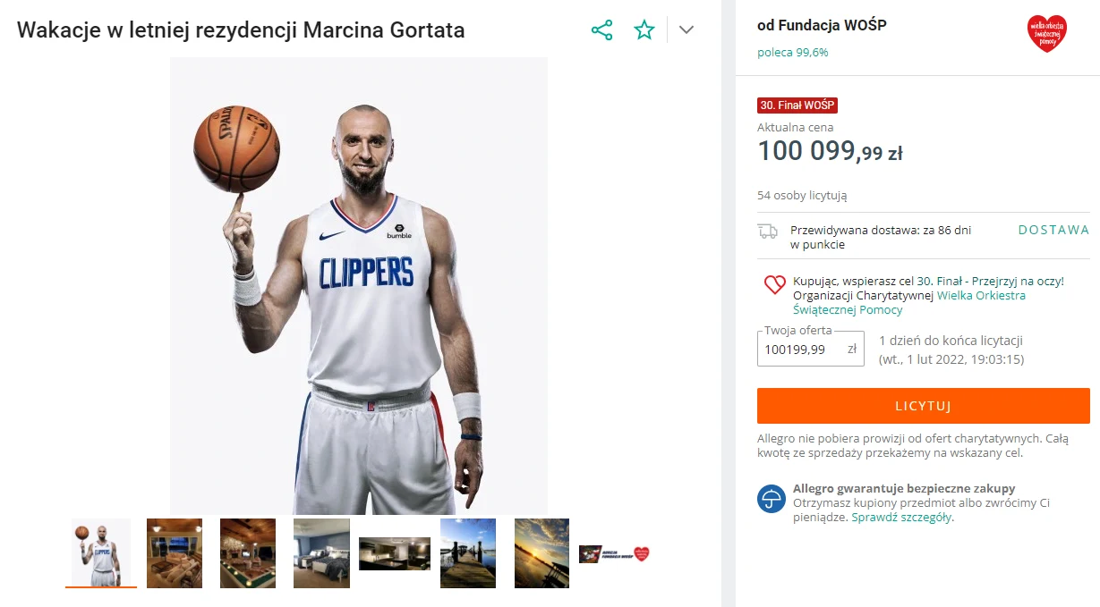 Marcin Gortat dla WOŚP