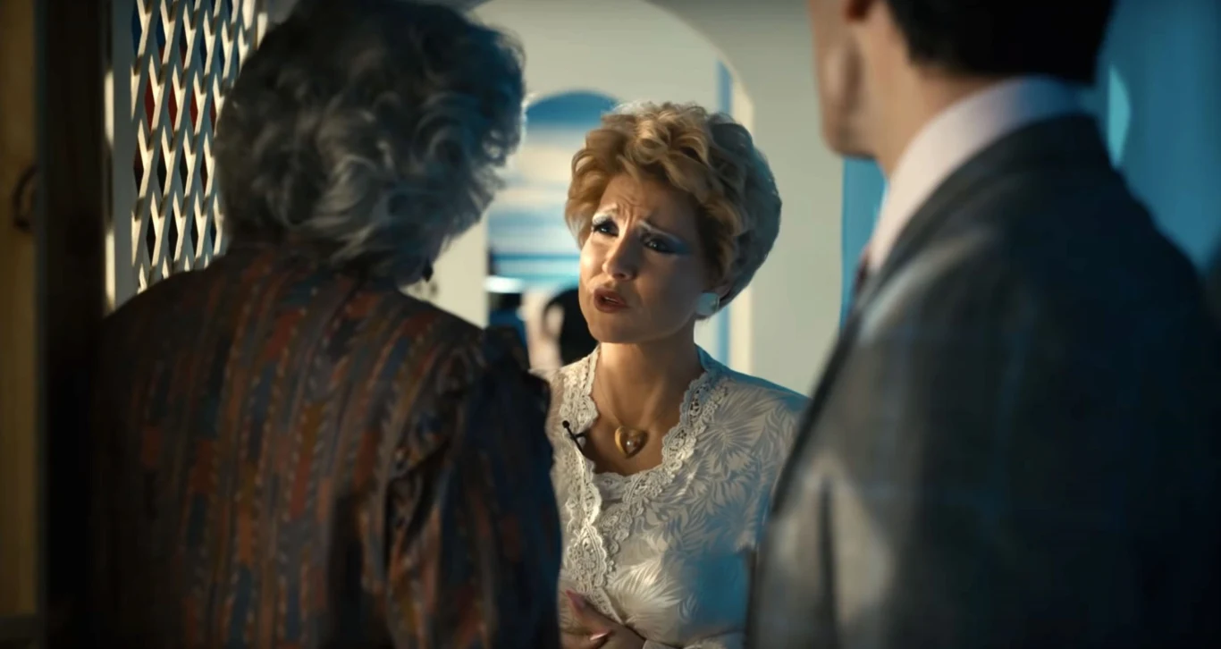 Jessica Chastain na planie filmu "Oczy Tammy Faye"
