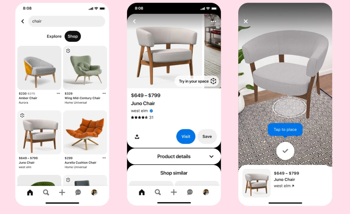 Nowa funkcja w aplikacji Pinterest Fot. Pinterest