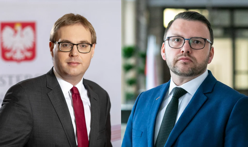 Jan Sarnowski, wiceminister finansów i  Paweł Selera, dyrektor Departamentu Podatku od Towarów i Usług w Ministerstwie Finansów