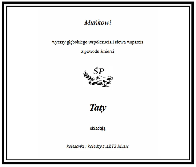 Nekrolog zamieszczony w portalu Nekrolog zamieszczony w portalu