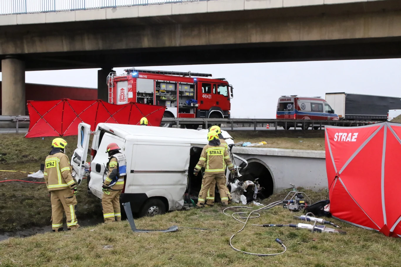 Dąbrówka Górna (Opolskie). Wypadek na autostradzie A4.