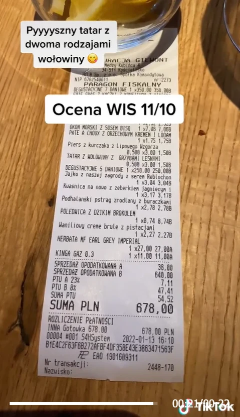 Aga Testuje pokazała rachunek Aga Testuje pokazała rachunek