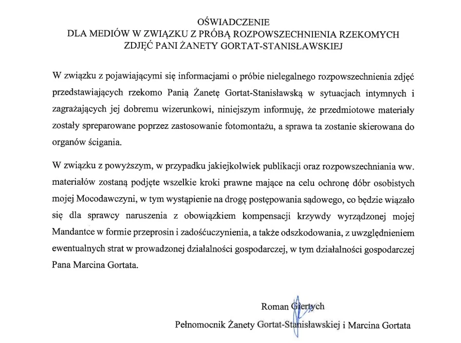 Oświadczenie Gortatów