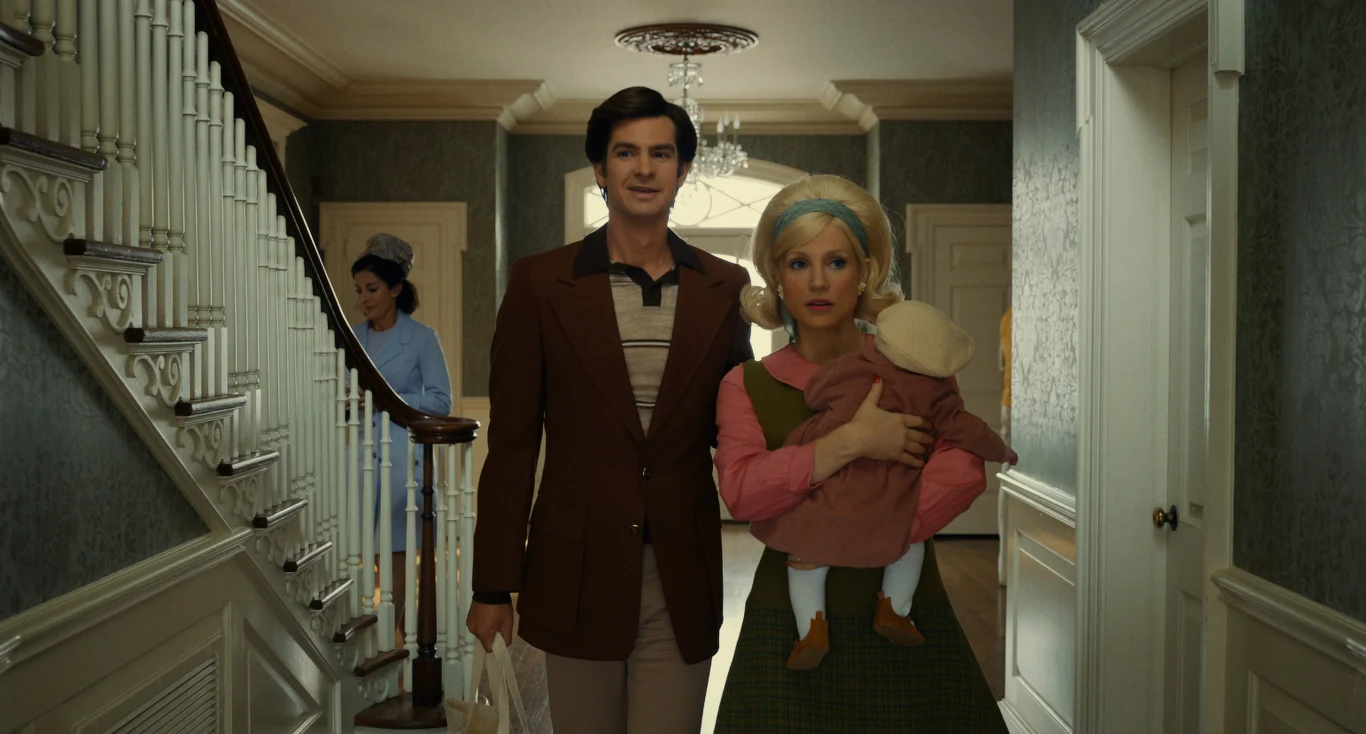 Jessica Chastain i Andrew Garfield w filmie "Oczy Tammy Faye" Jessica Chastain i Andrew Garfield w filmie "Oczy Tammy Faye"