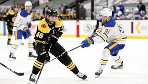 David Krejči (ciemny strój) w barwach Boston Bruins