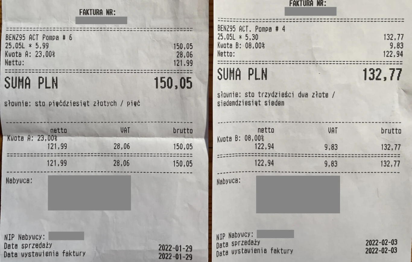 Porównanie faktur przed i po obniżce VAT-u