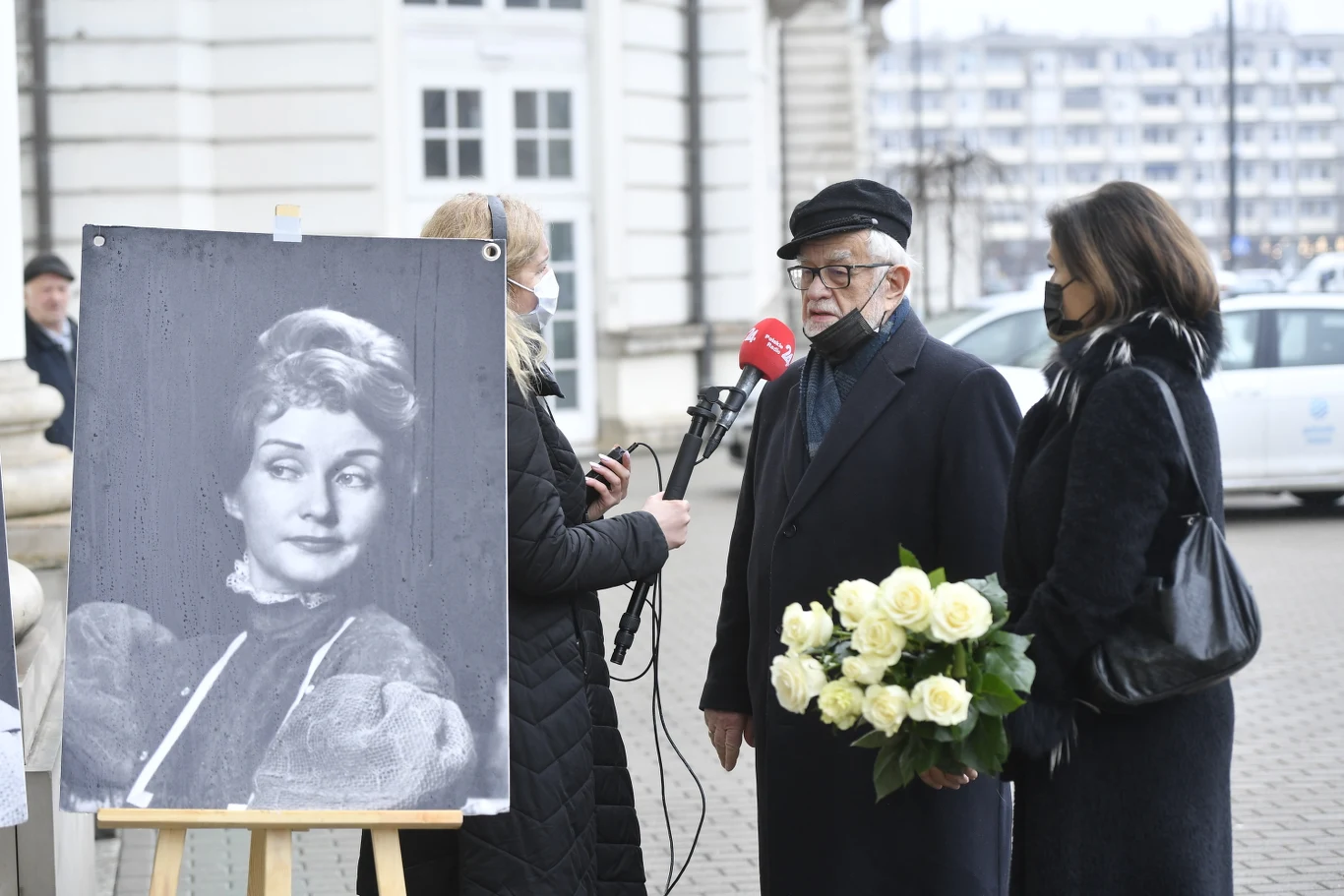 Jan Pietrzak na pogrzebie Barbary Krafftówny.