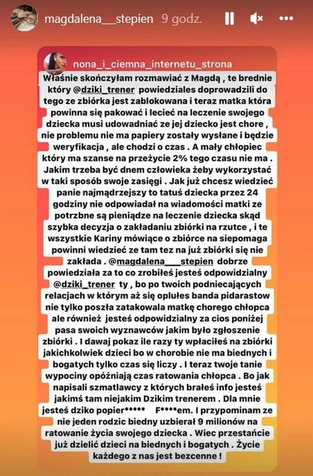 Magda Stępień udostępniła słowa internautki na temat swojej sytuacji Magda Stępień udostępniła słowa internautki na temat swojej sytuacji