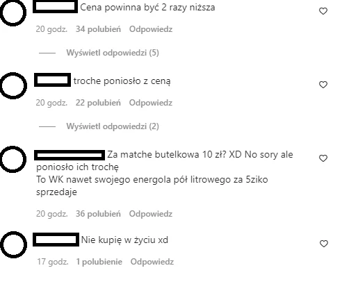 Komentarze pod postem na profilu @trapl_info