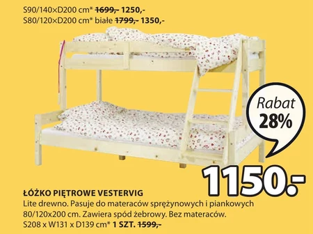 Łóżko piętrowe Jysk