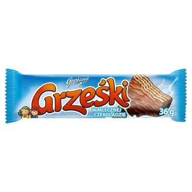 Grześki W mlecznej czekoladzie Wafel przekładany kremem kakaowym w czekoladzie mlecznej 36 g - 0