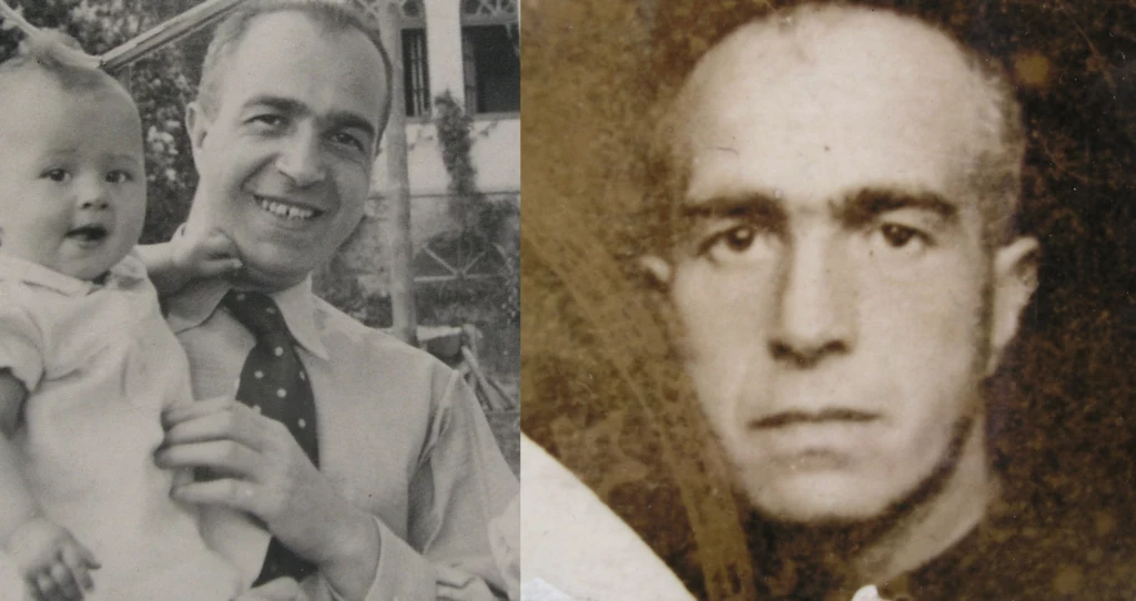 Obóz zmieniał ludzi fizycznie i psychicznie: Z lewej Roman Kleinberg z córką w Rabce, ok. 1937 r. Z prawej Roman Kleinberg po wyjściu z łagru, 1941 r.