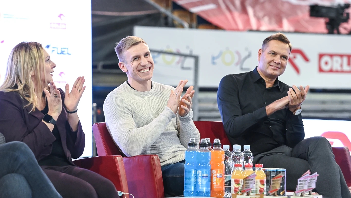 Orlen Cup. Piotr Lisek (w środku), Sebastian Chmara i Joanna Skrzydlewska