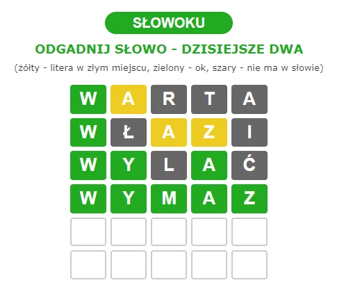 Słowoku. Przykład gry Słowoku. Przykład gry