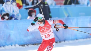 Monika Hojnisz-Staręga podczas biegu sztafetowego na igrzyskach Pekin 2022