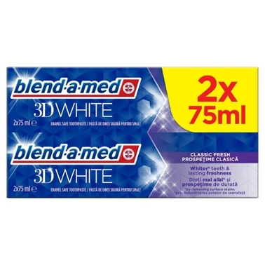 Blend-a-med 3D White Classic Fresh Pasta do zębów 2 x 75 ml 2 w 1 - 0