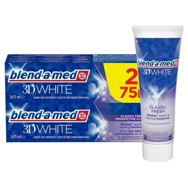 Blend-a-med 3D White Classic Fresh Pasta do zębów 2 x 75 ml 2 w 1 - 2