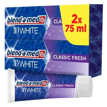 Blend-a-med 3D White Classic Fresh Pasta do zębów 2 x 75 ml 2 w 1 - 1