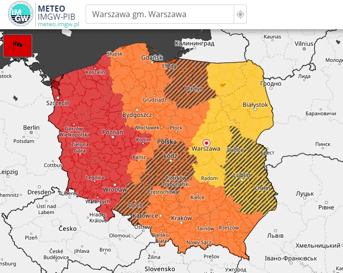 Alerty IMGW wydano dla całej Polski Alerty IMGW wydano dla całej Polski