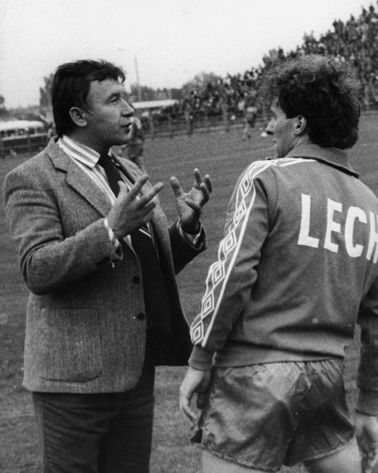Wojciech Łazarek razem z Mirosławem Okońskim podczas wspólnej pracy w Lechu Poznań 